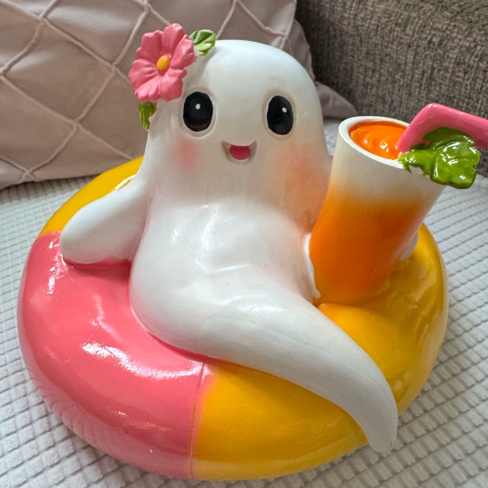 Cute Ghost Figurine with Drink